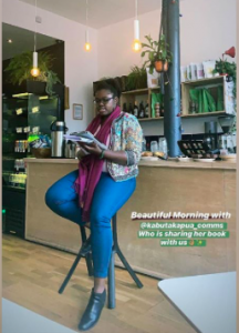 reading book in London Beatrice Kabutakapua